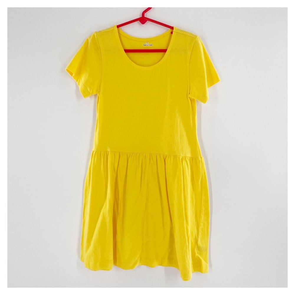 Bright yellow pullover drop waist dress 100% Cotton Size 7T